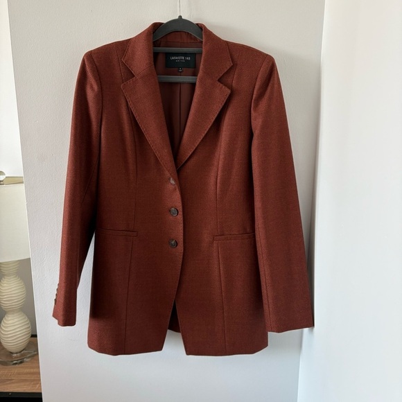 Lafayette 148 New York Wool & Silk Blend Jacqueline Blazer In Rust Brown US 6 - Picture 5 of 13